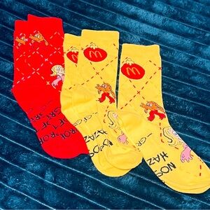 McDonald's Red and Yellow Novelty Crew Socks with Cartoon Characters
